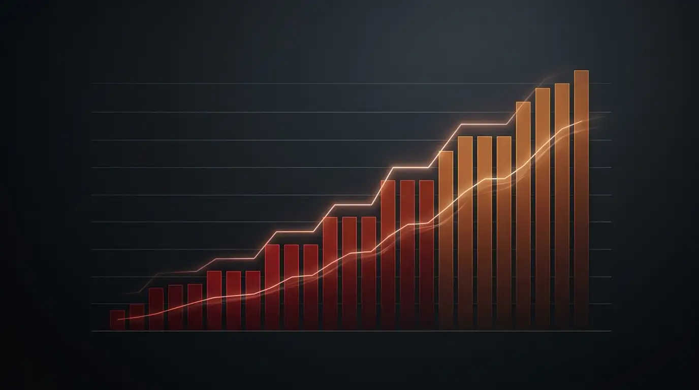 Grafico stilizzato della crescita della blacklist ADM dal 2024 al 2026